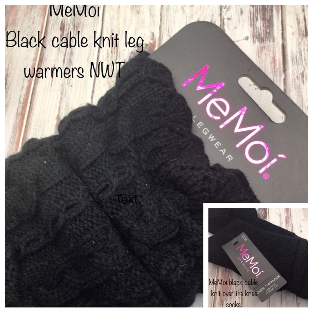 🤍NWT Set of  MeMoi Black cable knit over-the-knee socks & leg warmers
